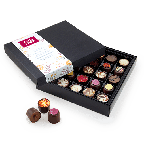 Best flavors and aromas, hidden in the highest quality chocolate. We will 
decorate the box with a custom design cover, sticker or ribbon with a logo.