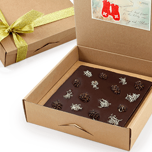 Chocolate with pine cones, 275 g | in Eco box with logo | saldireklama.lt