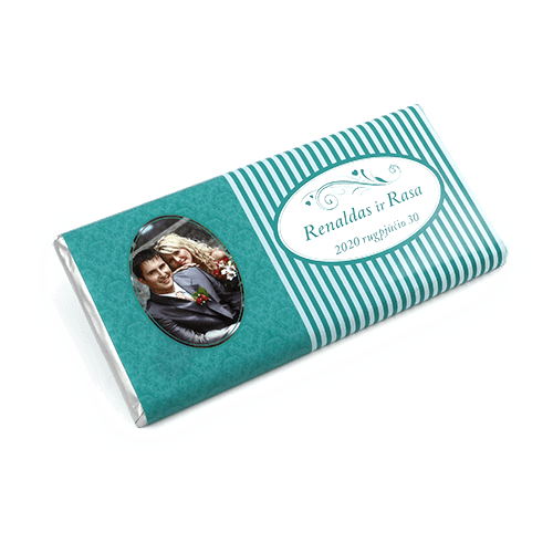 Chocolate bar with individual label. We will create a nice package with 
a photo and wishes.