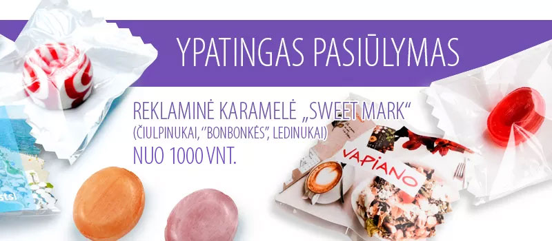 Reklaminiai karameliniai saldainiai SweetMark Reklaminiai karameliniai saldainiai SweetMark