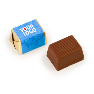 Reklaminis šokoladinis saldainis su riešutu 10g I PRIMA I su reklamine etikete | saldireklama.lt