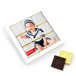 Chocolate set "Mosaic 3×3" for baptism | saldireklama.lt