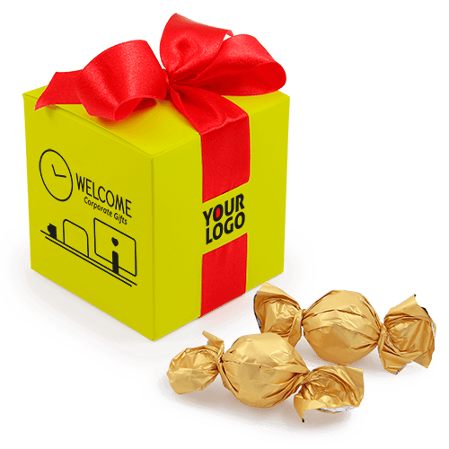 A cube-shaped candy box can become your company's business card. Box with 
logo, tied with ribbon in matching color.

A great way to show care, reduce emotional stress, motivate and build long-term 
relationships for new and returning employees.