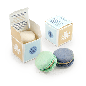 Macaroon biscuits | MINI CUBE | box with logo | saldireklama.lt